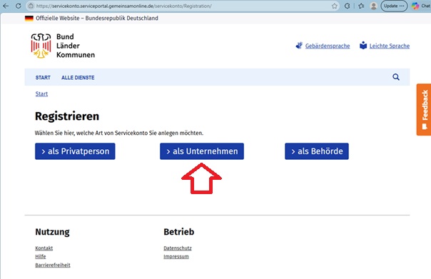 E-Rechnung GemeinsamOnline Registrierung