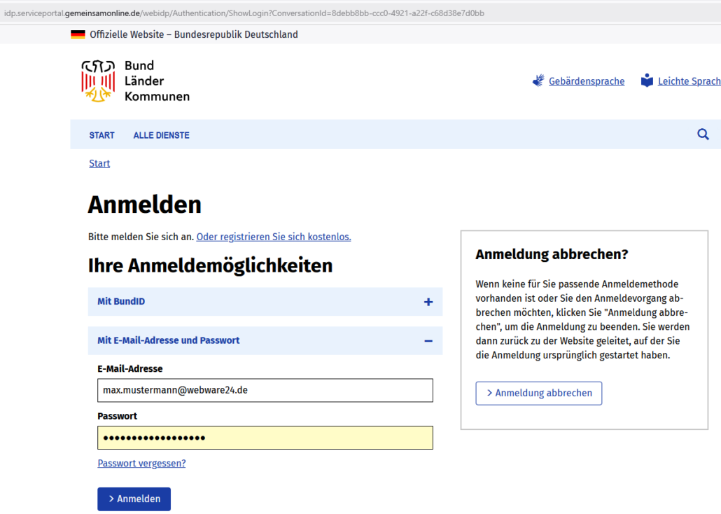 GemeinsamOnline Anmeldung