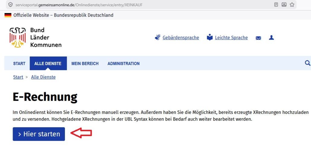 GemeinsamOnline E-Rechnung starten